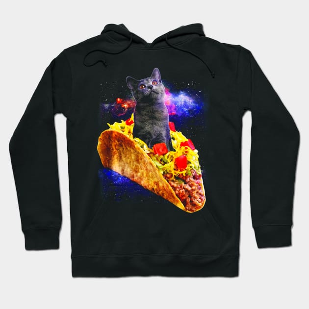 Cat Riding a Taco In Galaxy Hoodie by CovidStore